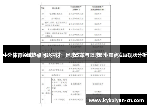 中外体育领域热点问题探讨：足球改革与篮球职业联赛发展现状分析